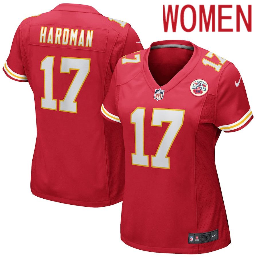 Women Kansas City Chiefs #17 Mecole Hardman Red Nike Game NFL Jersey->women nfl jersey->Women Jersey